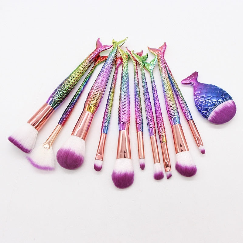 10 Mermaid Makeup Brushes Suit Beauty Tools Hot Selling Product Makeup Brushes Combination