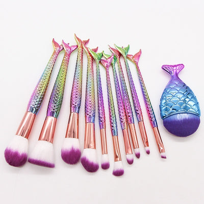 10 Mermaid Makeup Brushes Suit Beauty Tools Hot Selling Product Makeup Brushes Combination