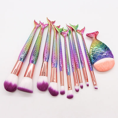 10 Mermaid Makeup Brushes Suit Beauty Tools Hot Selling Product Makeup Brushes Combination