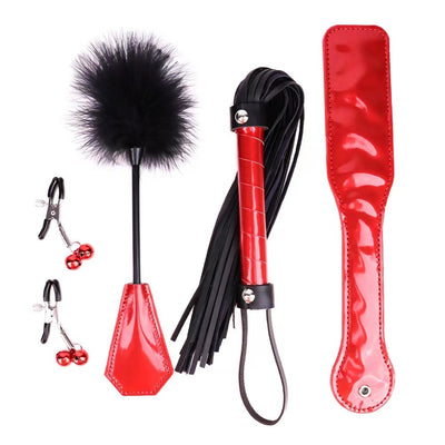 Product 4-piece Set Leather Racket Whip