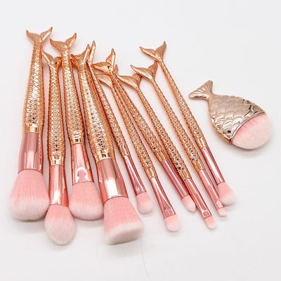 10 Mermaid Makeup Brushes Suit Beauty Tools Hot Selling Product Makeup Brushes Combination